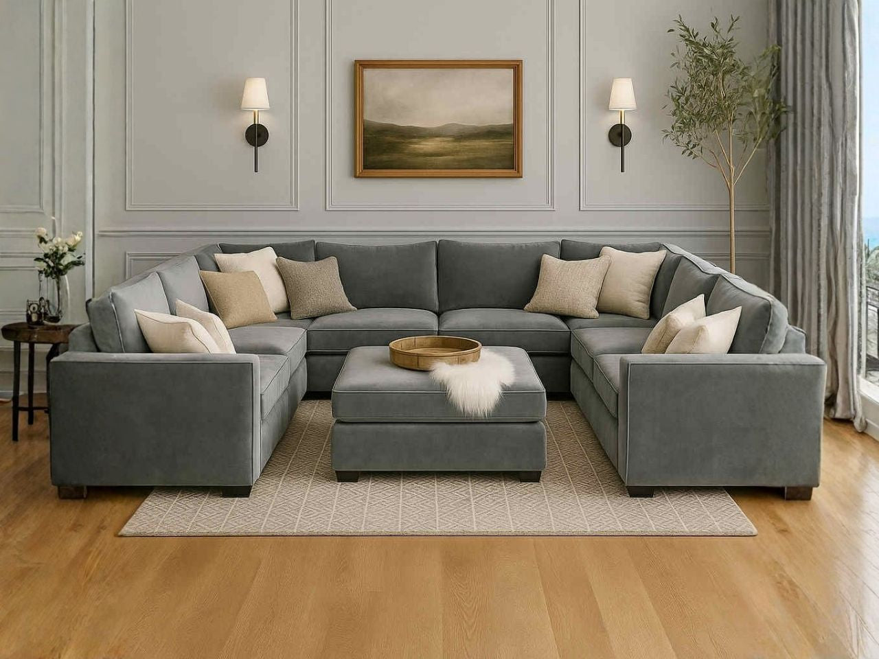Custom 9-pc with Ottoman Cloud Modular Sectional configuration 2