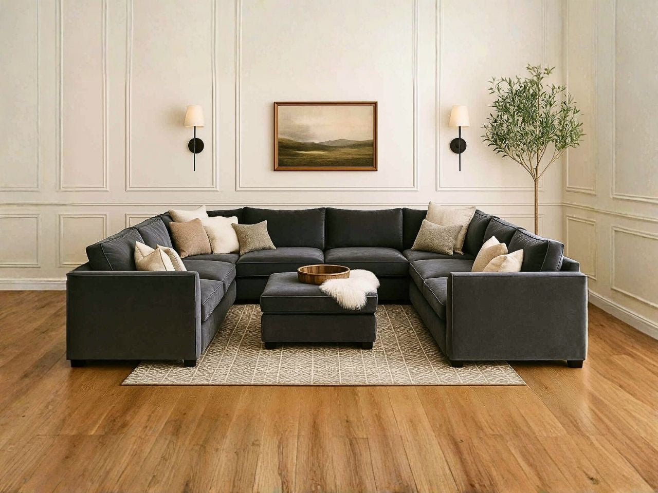 Custom 9-pc with Ottoman Cloud Modular Sectional configuration 4