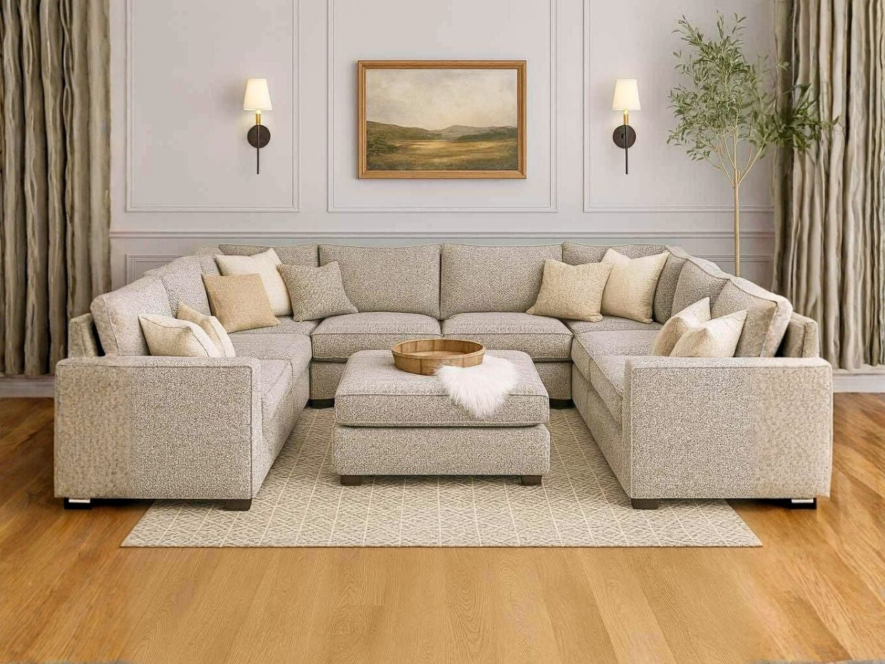Custom 9-pc with Ottoman Cloud Modular Sectional configuration 3