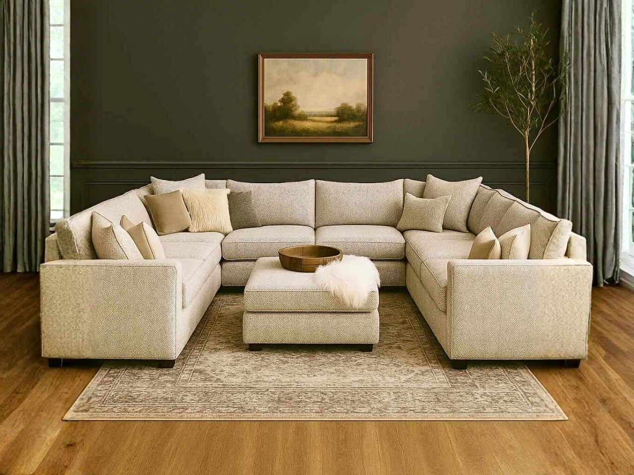 Custom 9-pc with Ottoman Cloud Modular Sectional configuration 5