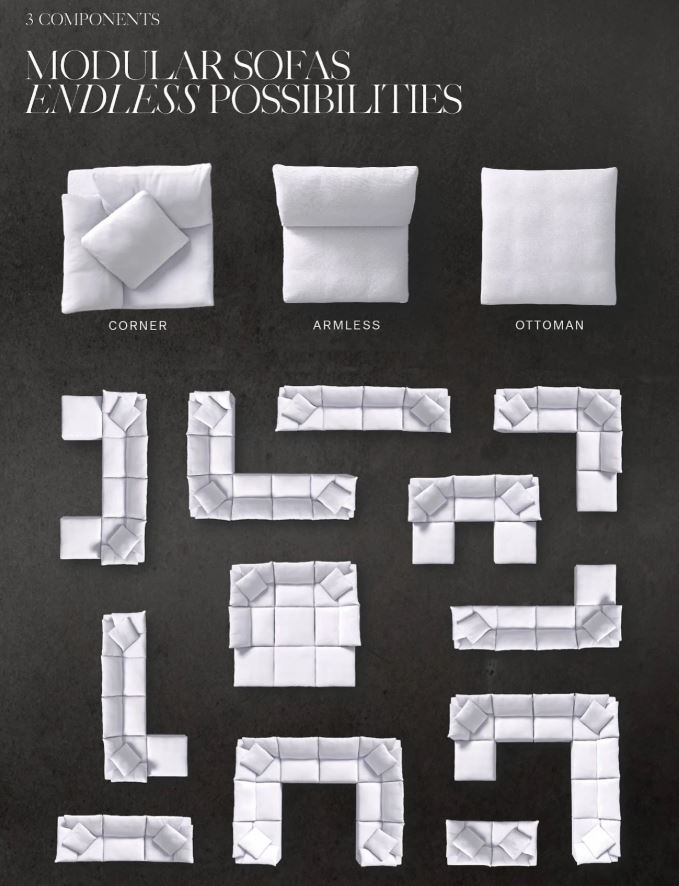 Custom 5-pc Cloud Modular Sectional - L Configuration configuration 4