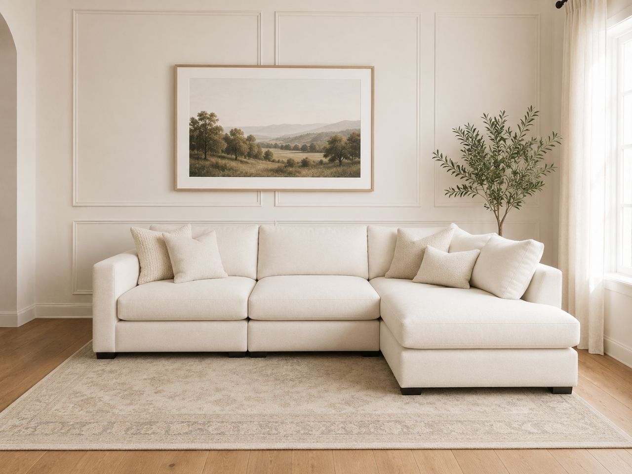 Custom 4-pc Cloud Modular Sectional with Ottoman