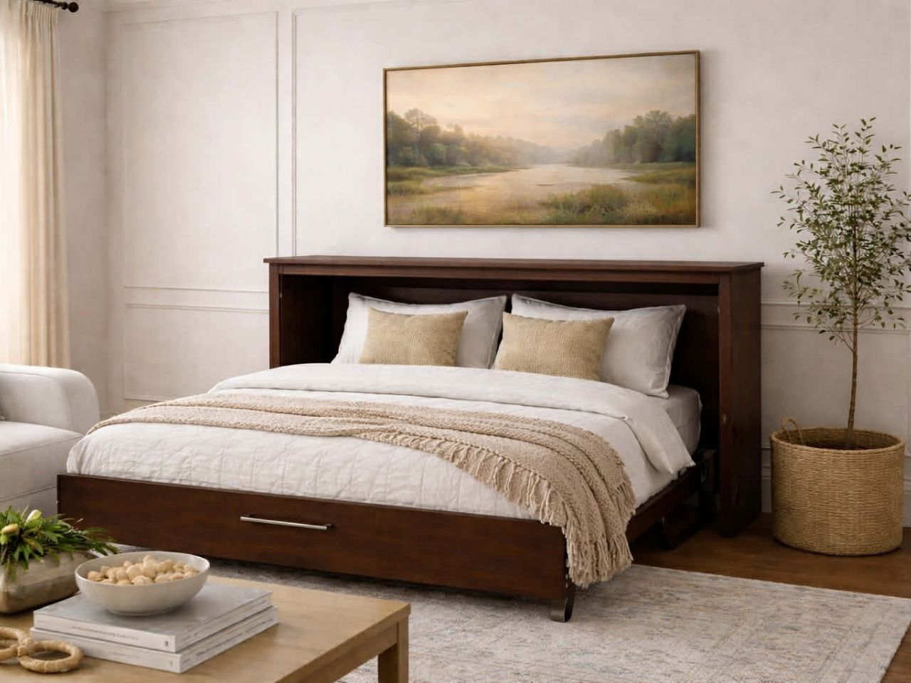 LEASE Solid Wood Cabinet Bed Queen Size configuration 5