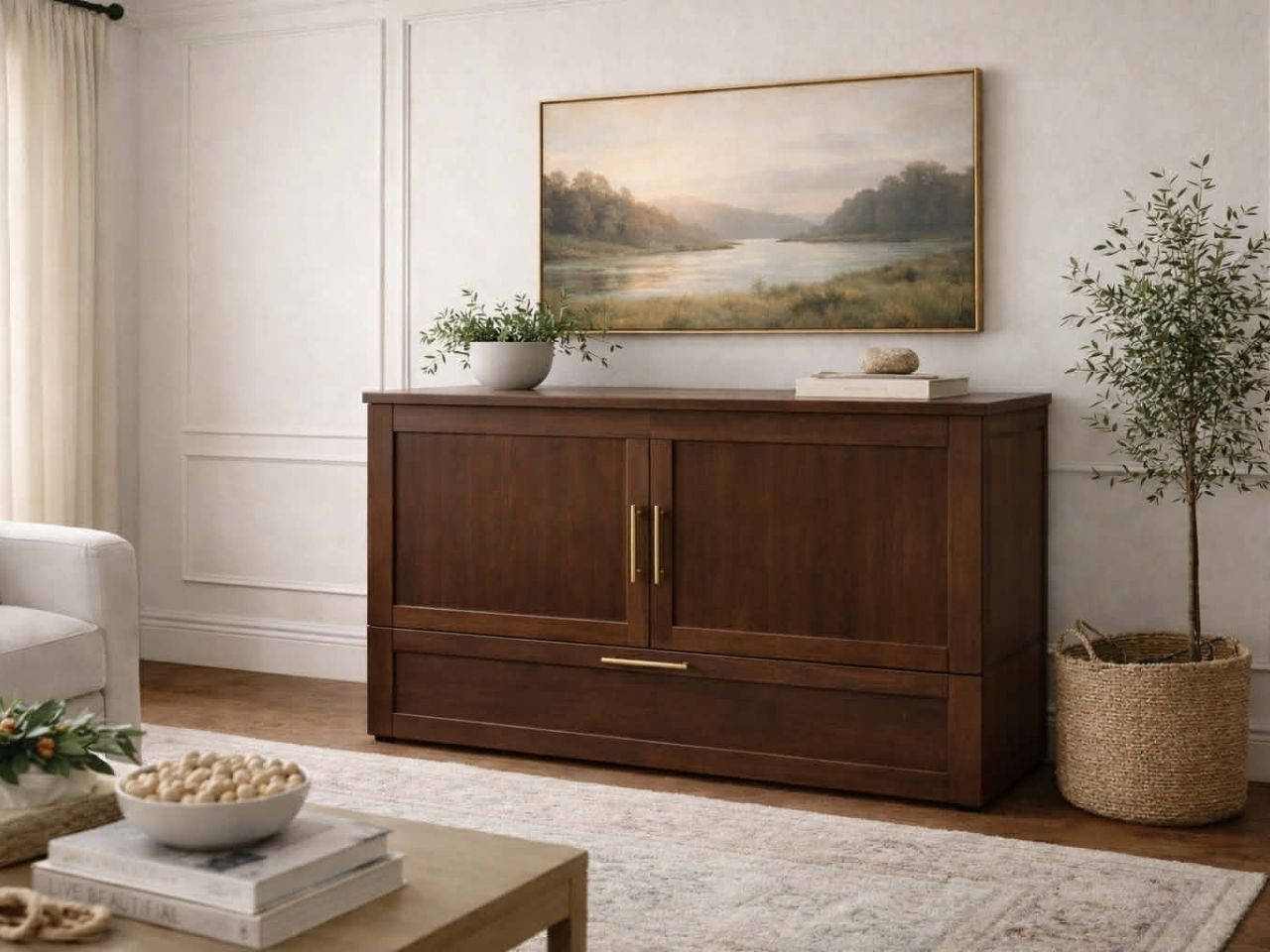 LEASE Solid Wood Cabinet Bed Queen Size configuration 2