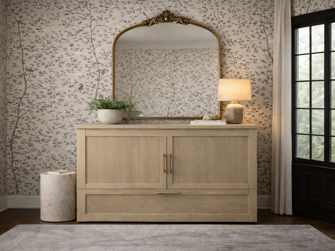 LEASE Solid Wood Cabinet Bed Queen Size