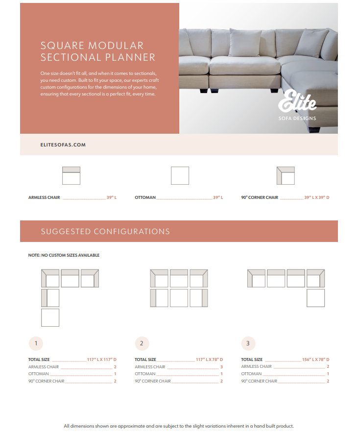 Custom 5-pc Cloud Modular Sectional - L Configuration configuration 5